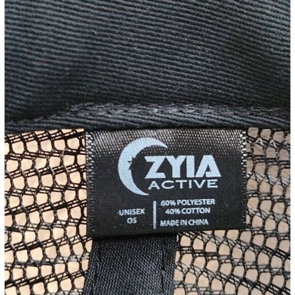 ZYIA Active Hiking Trucker Mesh All Black Hat Snapback New With Tags white patch - Picture 7 of 12